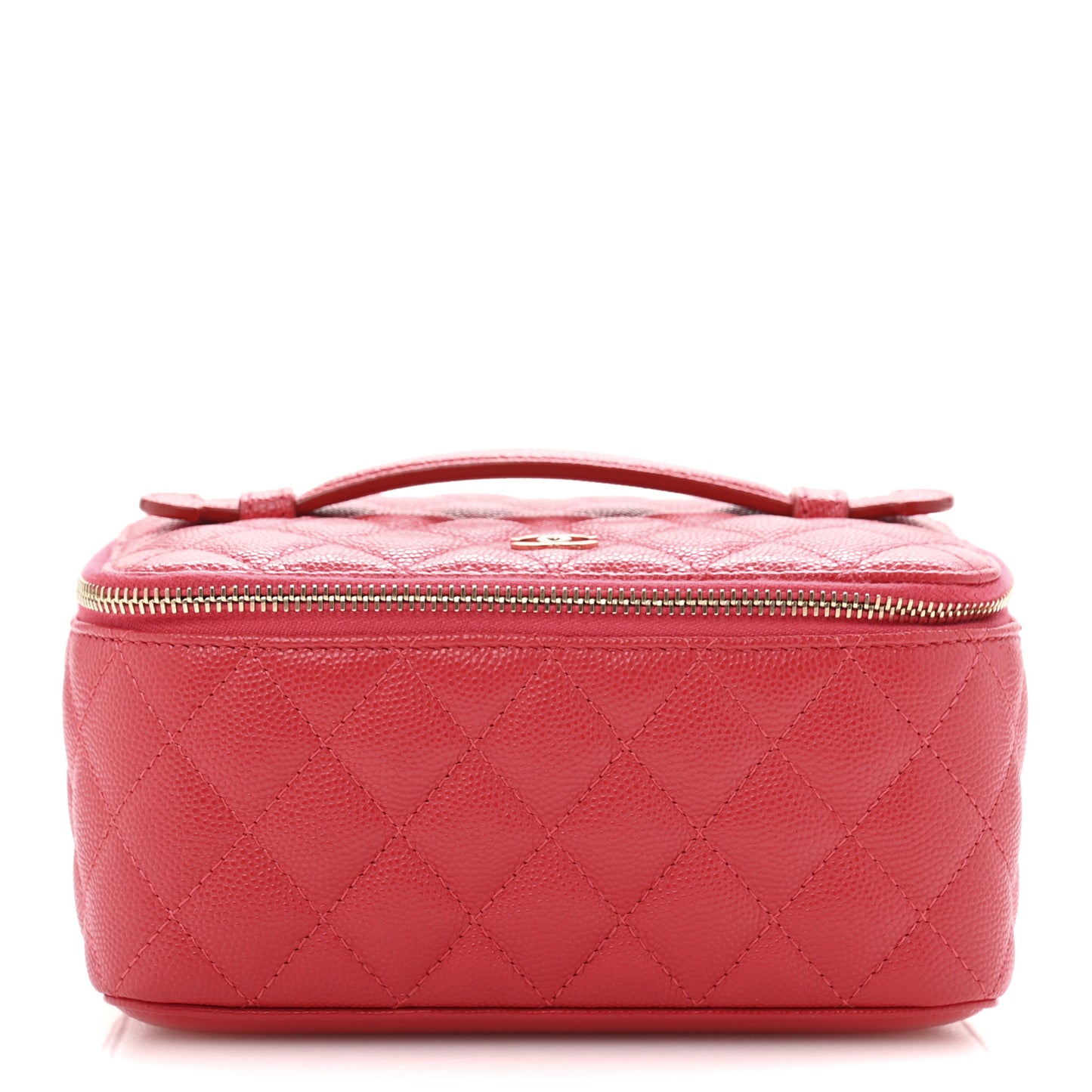 Caviar Quilted Top Handle Jewelry Case Red