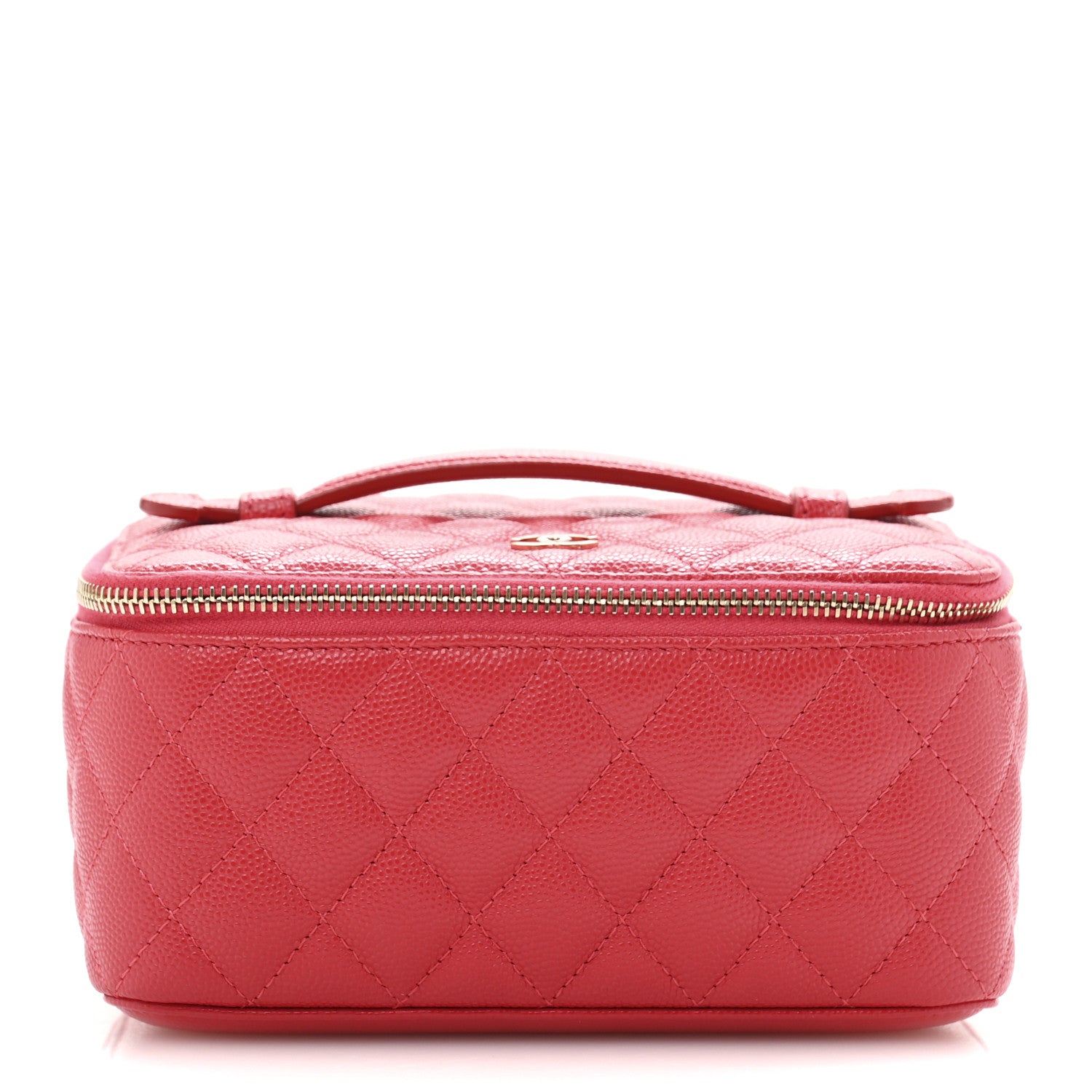 Chanel Caviar Quilted Top Handle Jewelry Case Red 1 of 9