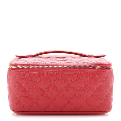 Chanel Caviar Quilted Top Handle Jewelry Case Red 1 of 9