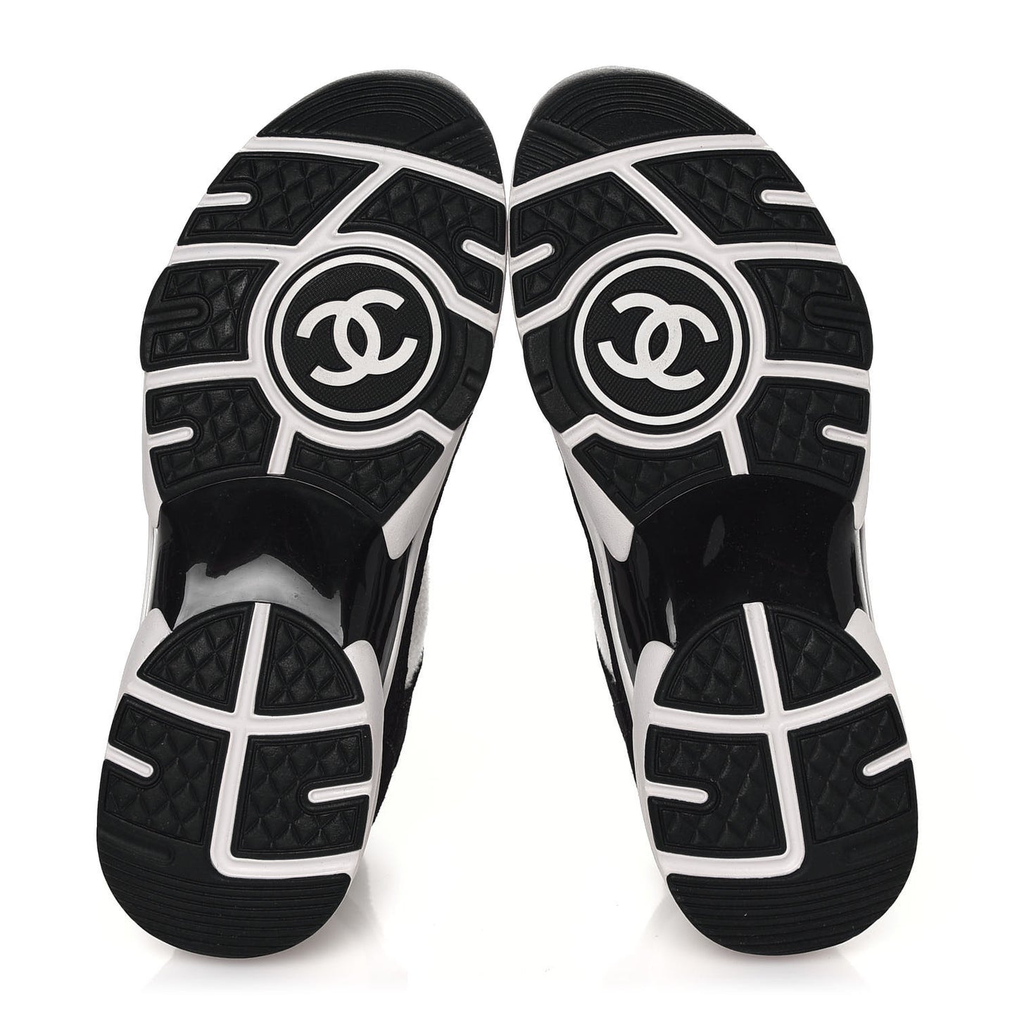 Fabric Suede Calfskin CC Sneakers 38 White Black