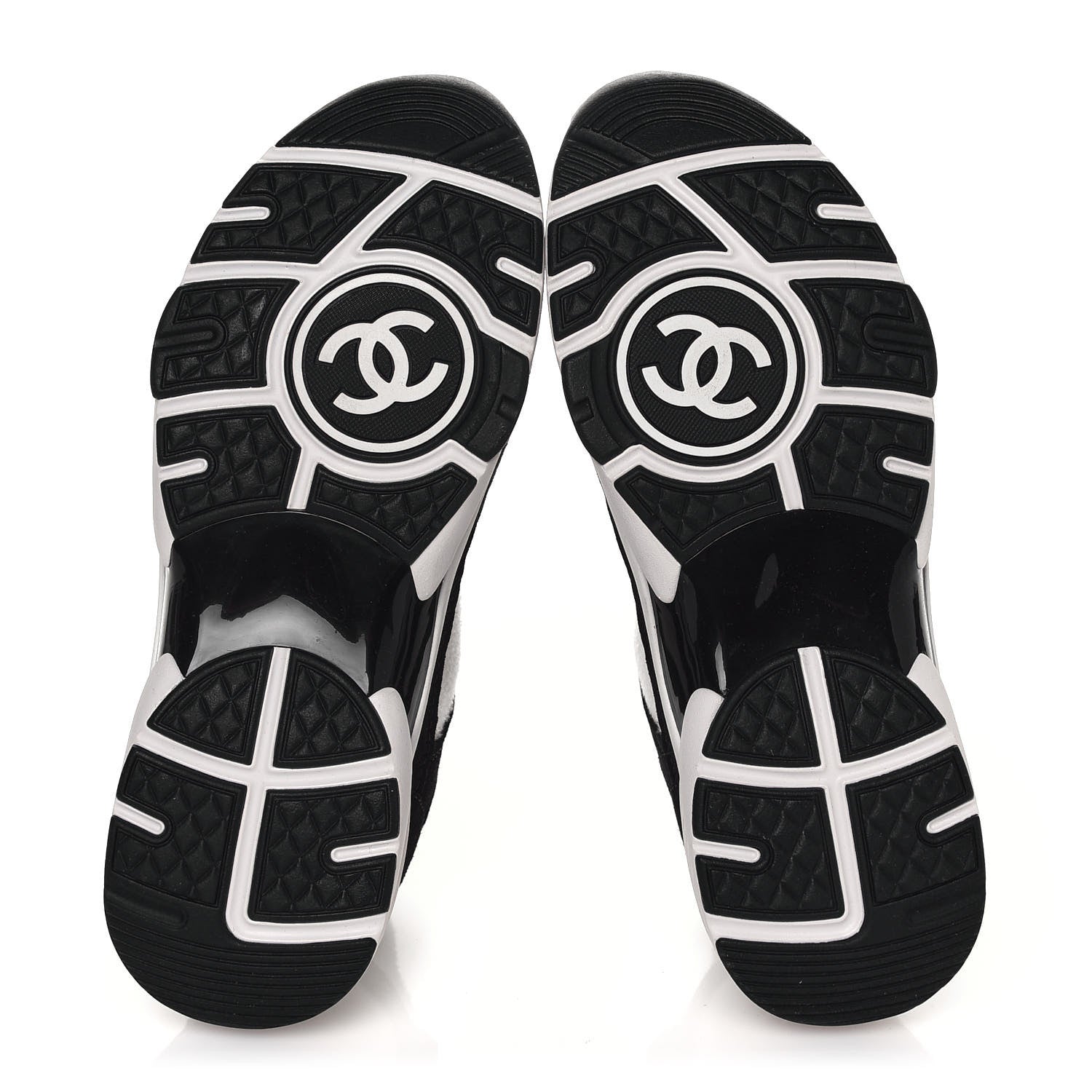 Chanel Fabric Suede Calfskin CC Sneakers 38 White Black 5 of 6