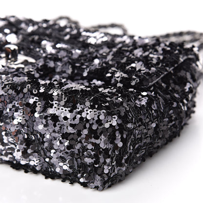Chanel Sequin Mini Rectangular Single Flap Black Silver 9 of 10