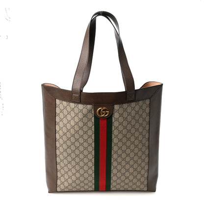 Gucci GG Supreme Monogram Web Large Ophidia Vertical Shopping Tote Brown 1 of 10