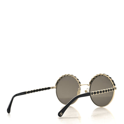 Chanel Metal Calfskin Round Chain Sunglasses 4265-Q Black 4 of 7