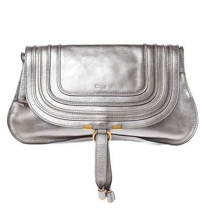 Chloe Metallic Calfskin Marcie Clutch Pewter 1 of 11