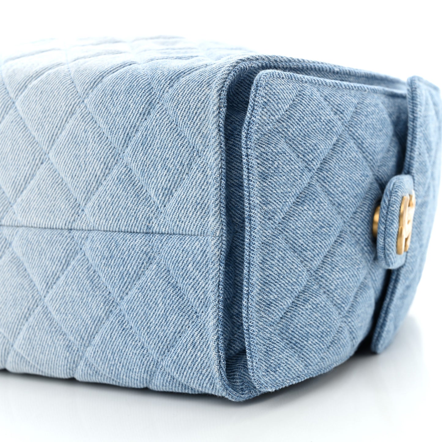 Washed Denim Quilted Small Chanel 25 Handbag Blue