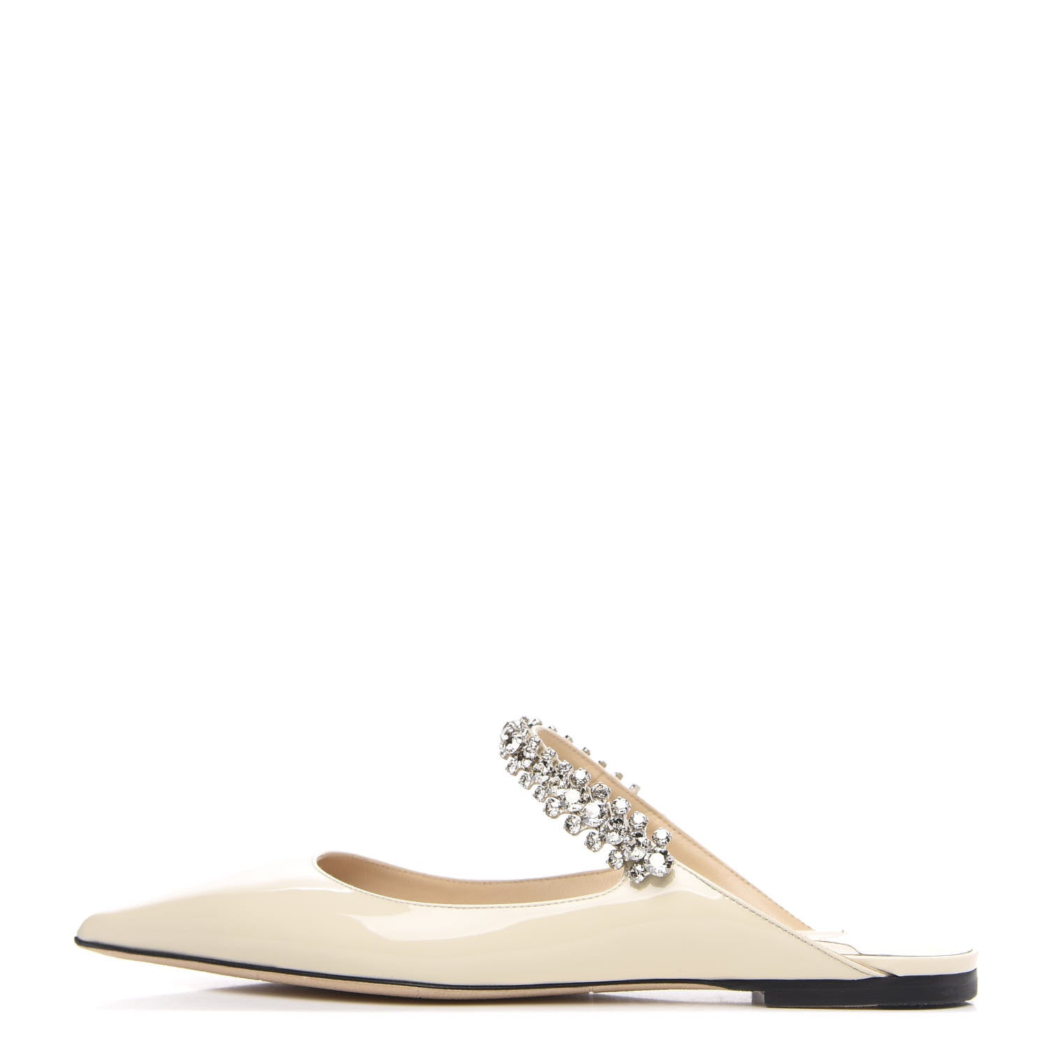 Jimmy Choo Patent Crystal Bing Mule Flats 39 Ivory 1 of 7