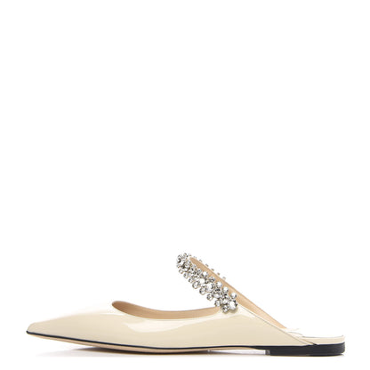 Jimmy Choo Patent Crystal Bing Mule Flats 39 Ivory 1 of 7