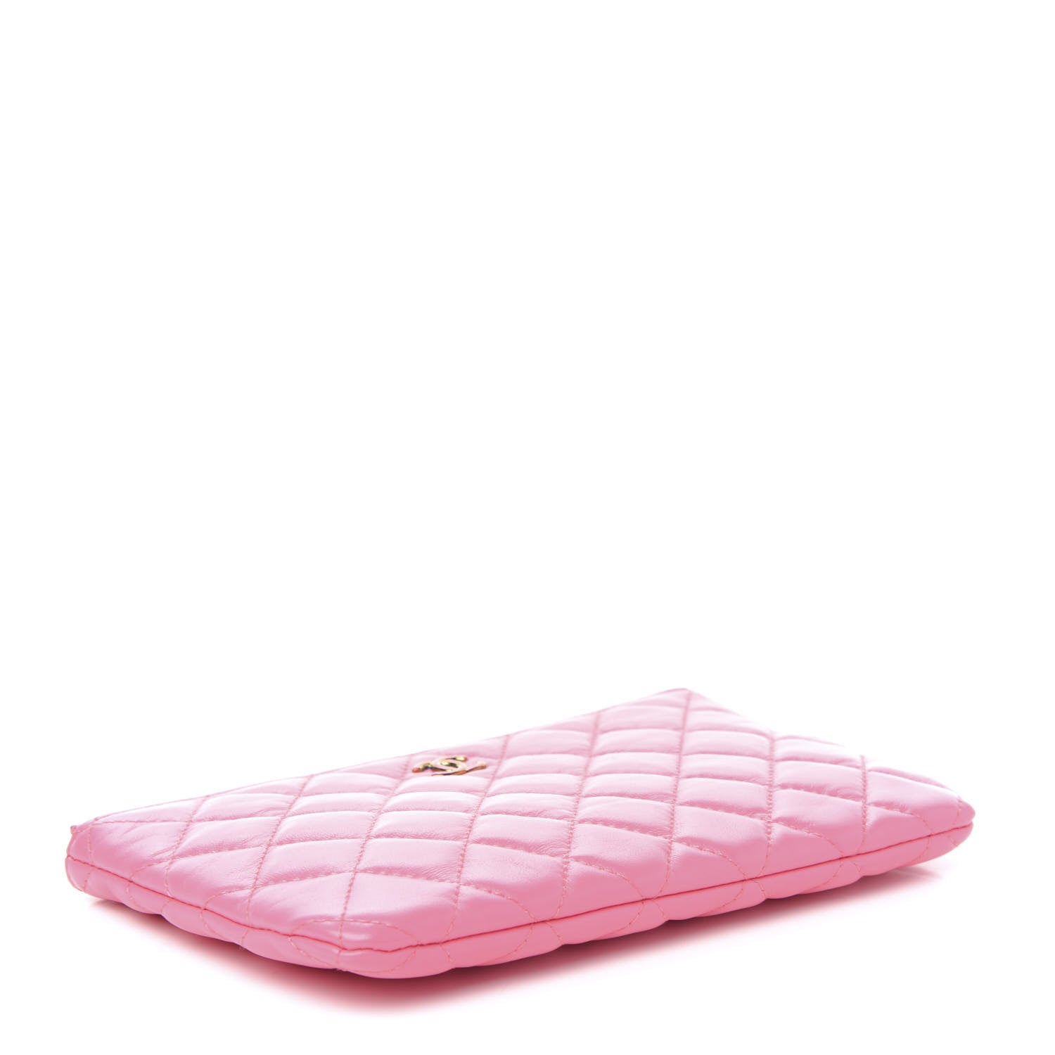 Chanel Lambskin Quilted Zipped Pouch Pink Yellow 4 of 10