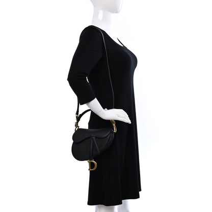 Christian Dior Grained Calfskin Mini Saddle Bag With Strap Black 2 of 8