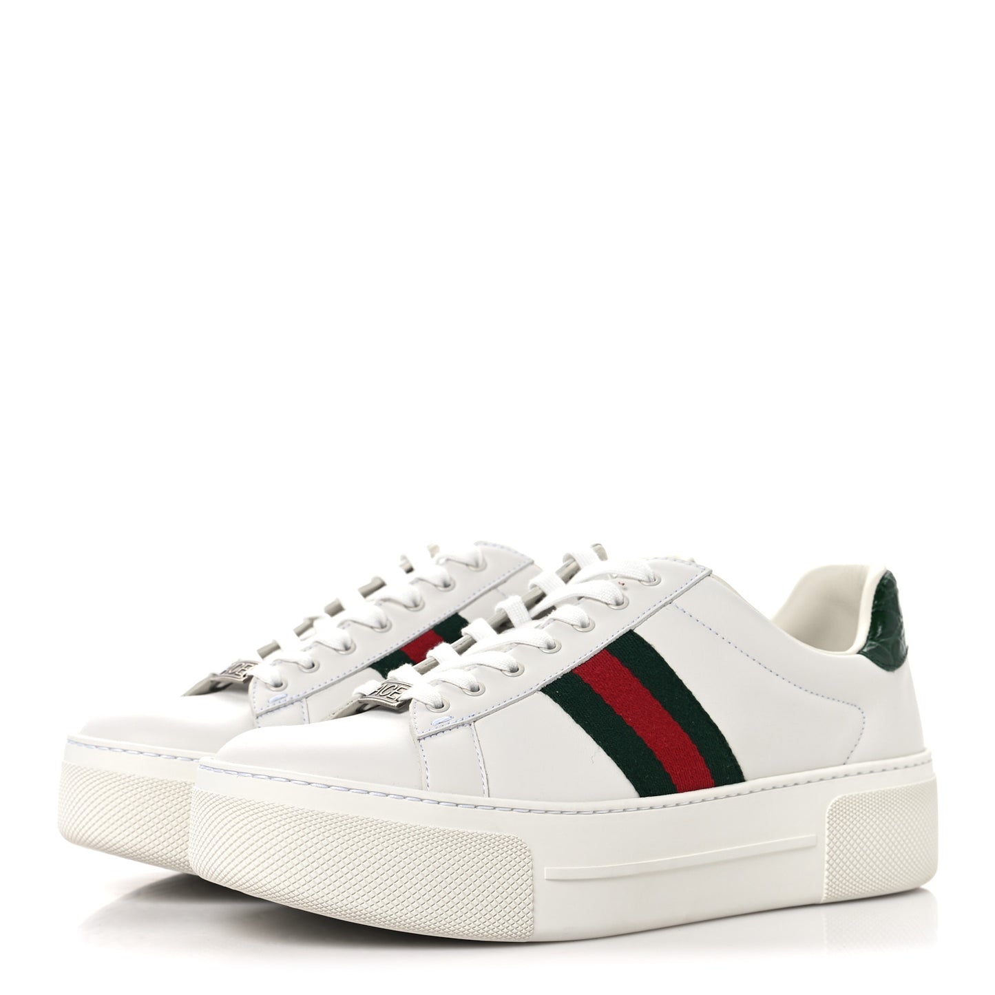Ultralight Plume Calfskin Web Womens Ace Platform Sneakers 39 White