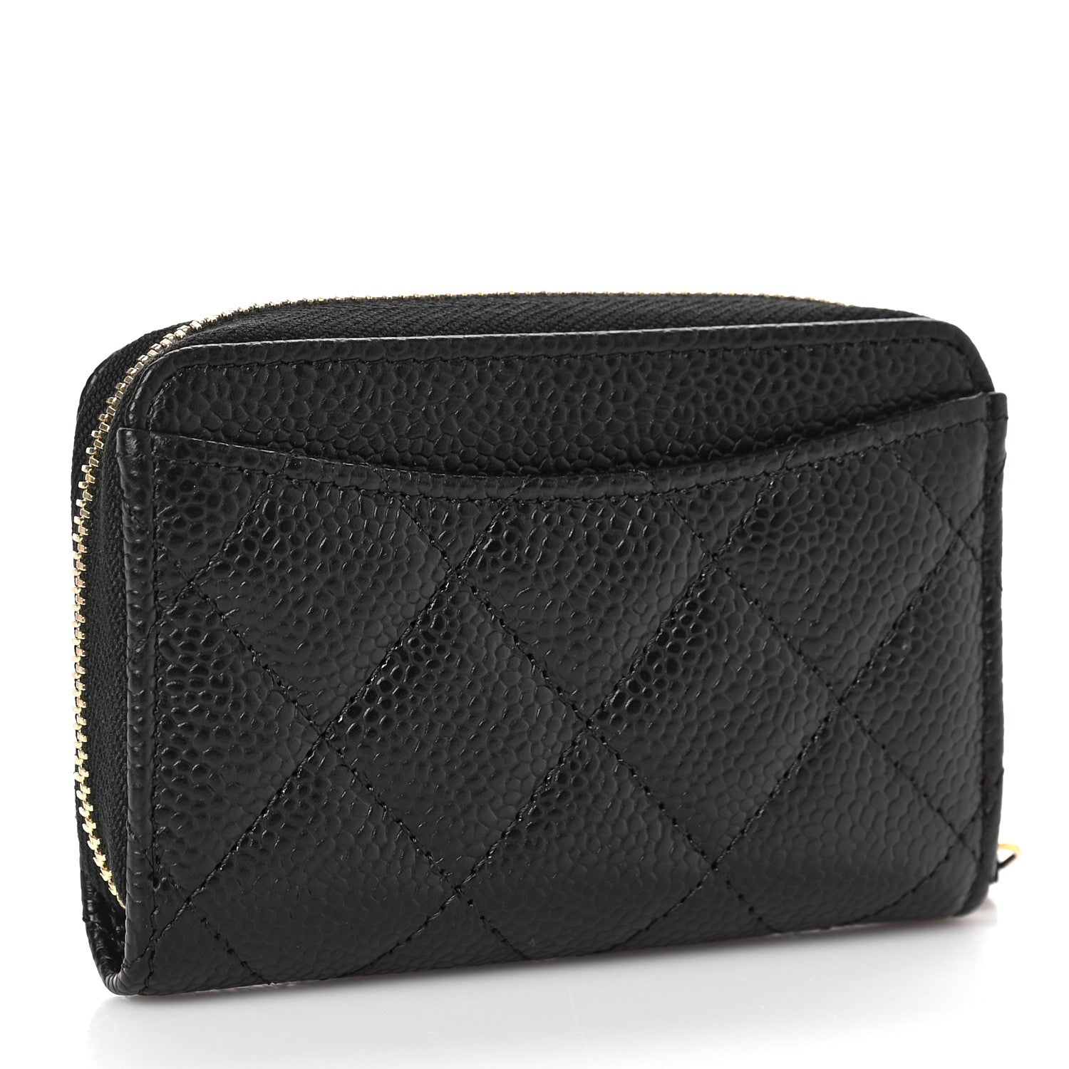 Chanel Caviar Quilted Zip Coin Purse Black 3 of 10
