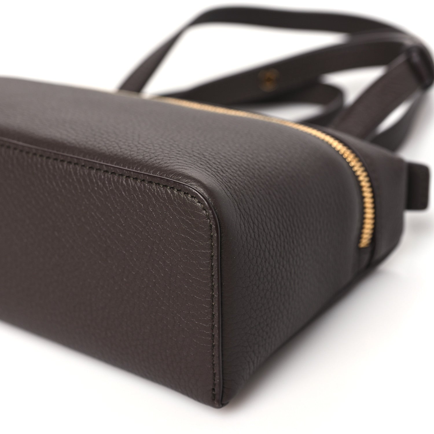 Loro Piana Grained Calfskin L19 Extra Pocket Pouch Dark Chocolate