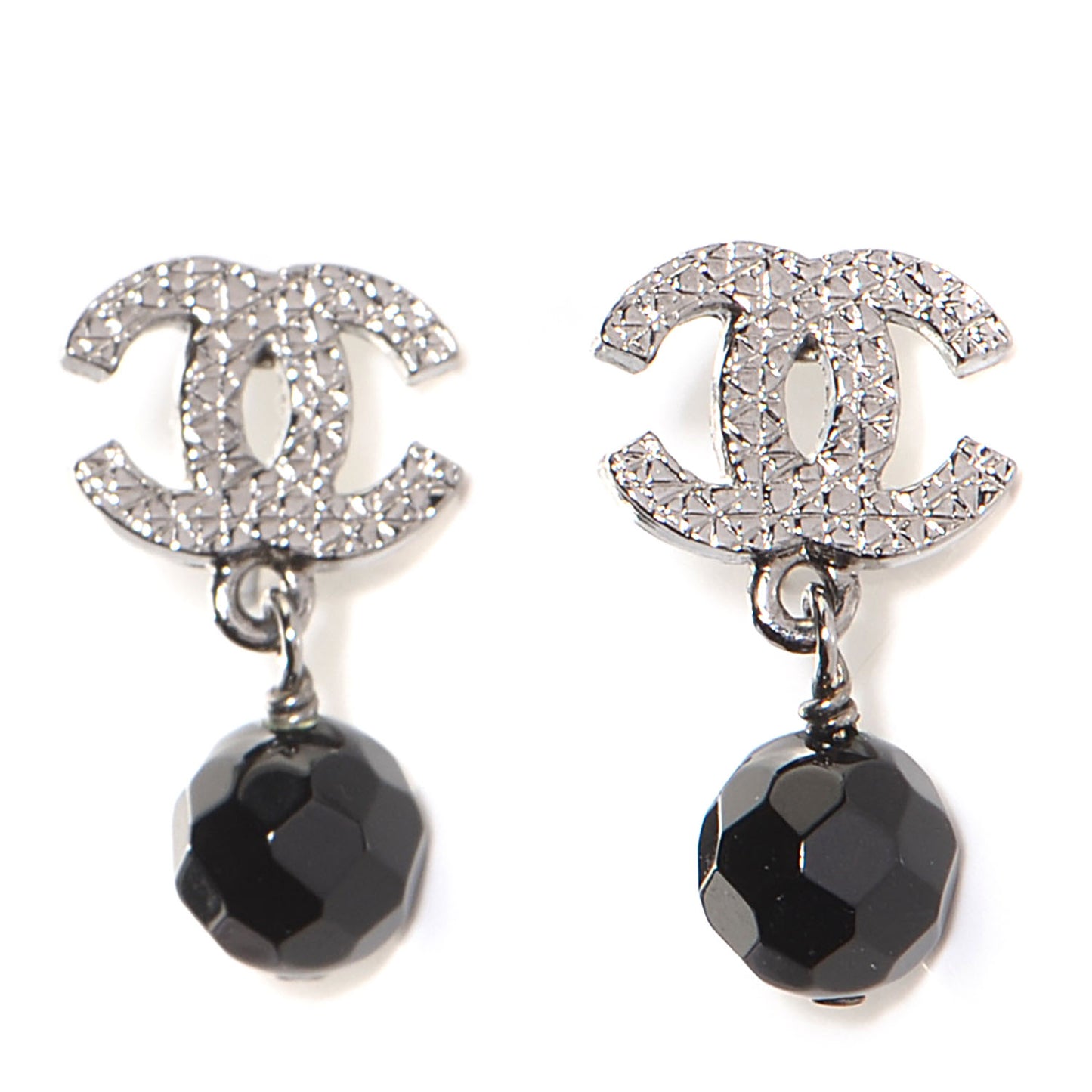 CC Bead Drop Earrings Black