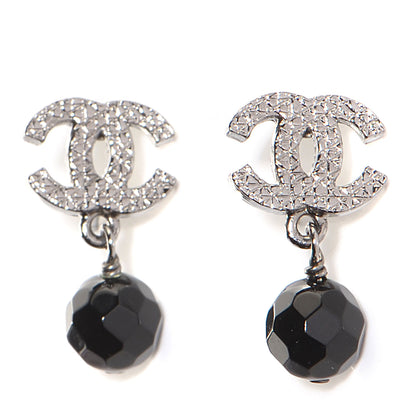 Chanel CC Bead Drop Earrings Black 1 of 5