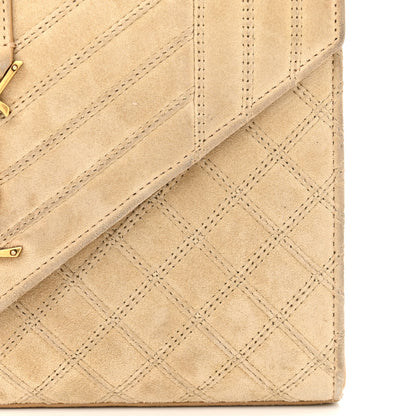 Saint Laurent Suede Mixed Matelasse Triquilt Medium Monogram Envelope Satchel Sea Salt 15 of 17
