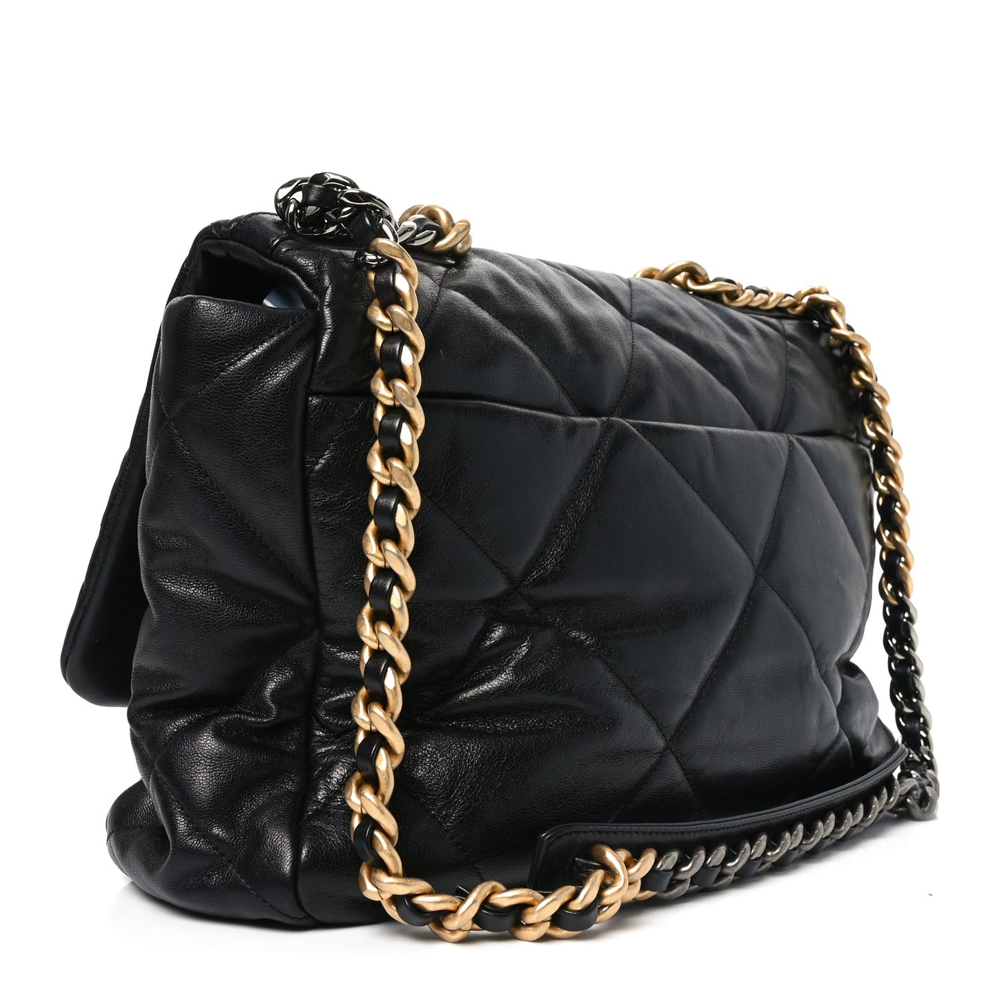 Goatskin Quilted Maxi Chanel 19 Flap Black