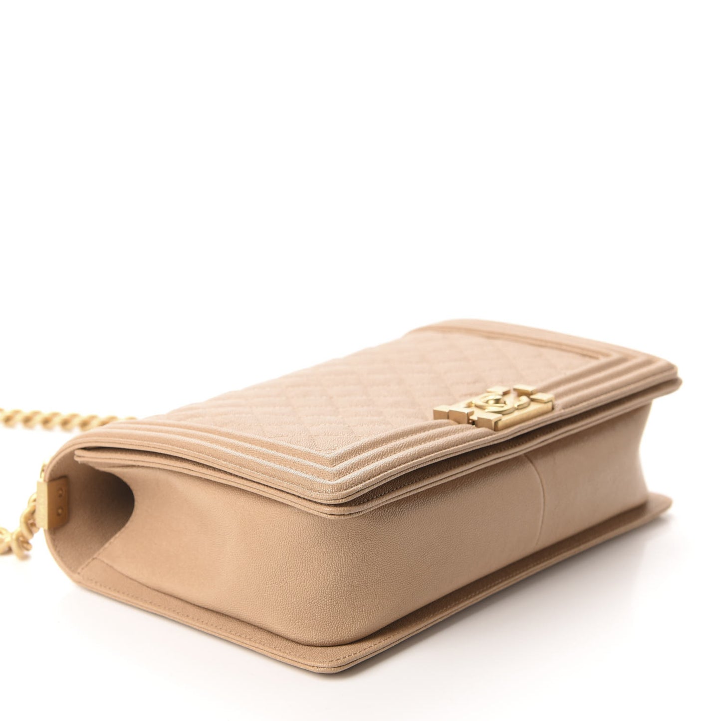 Caviar Quilted New Medium Boy Flap Beige