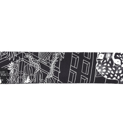 Hermes Silk Animapolis Twilly Black White 3 of 4