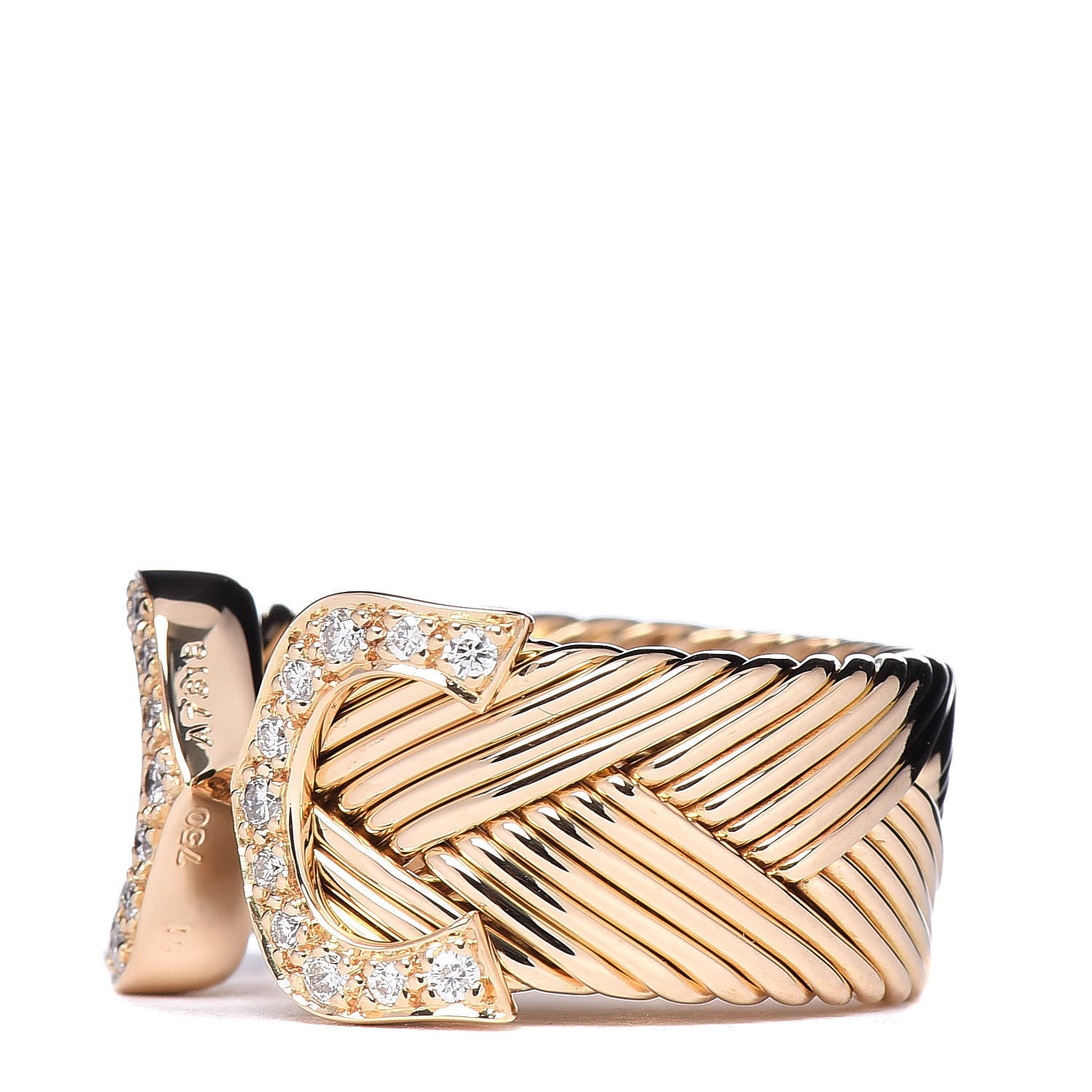 Cartier 18K Yellow Gold Diamond C De Ring 51 5.75 3 of 6