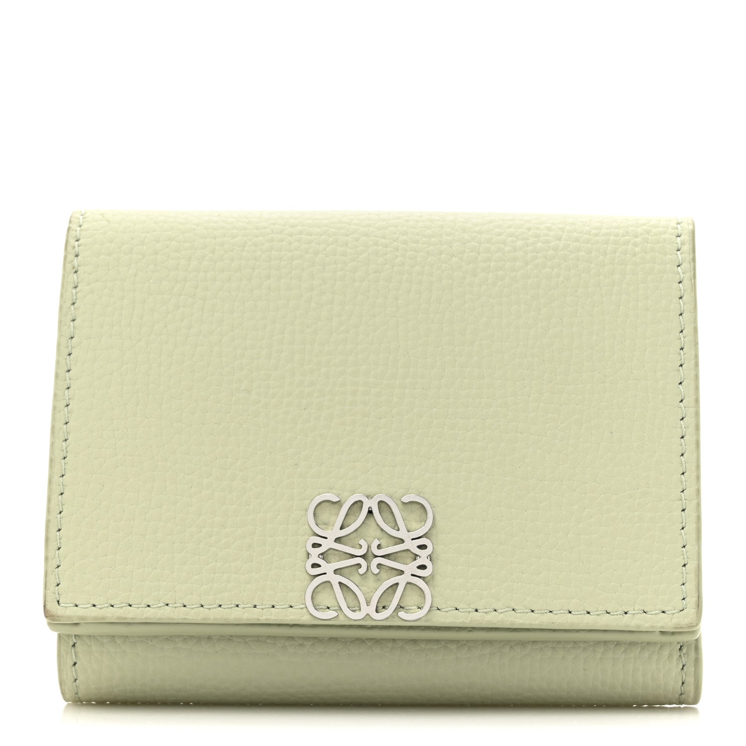 Loewe Pebble Grain Calfskin Anagram Small Vertical Wallet Green 1 of 11