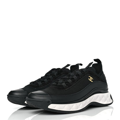 Chanel Velvet Calfskin Mixed Fibers CC Sneakers 39.5 Black 3 of 9