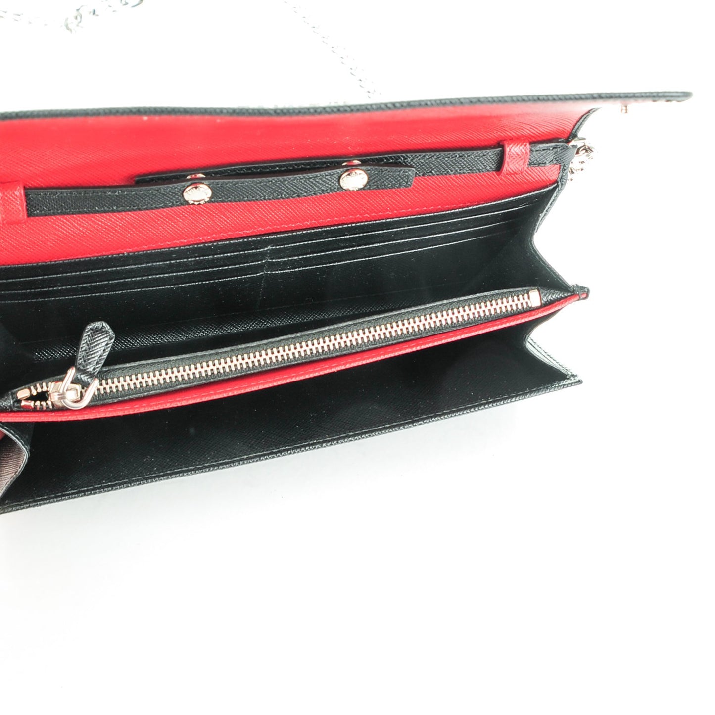 Saffiano Bi-Color Wallet On Chain Nero Black Fuoco