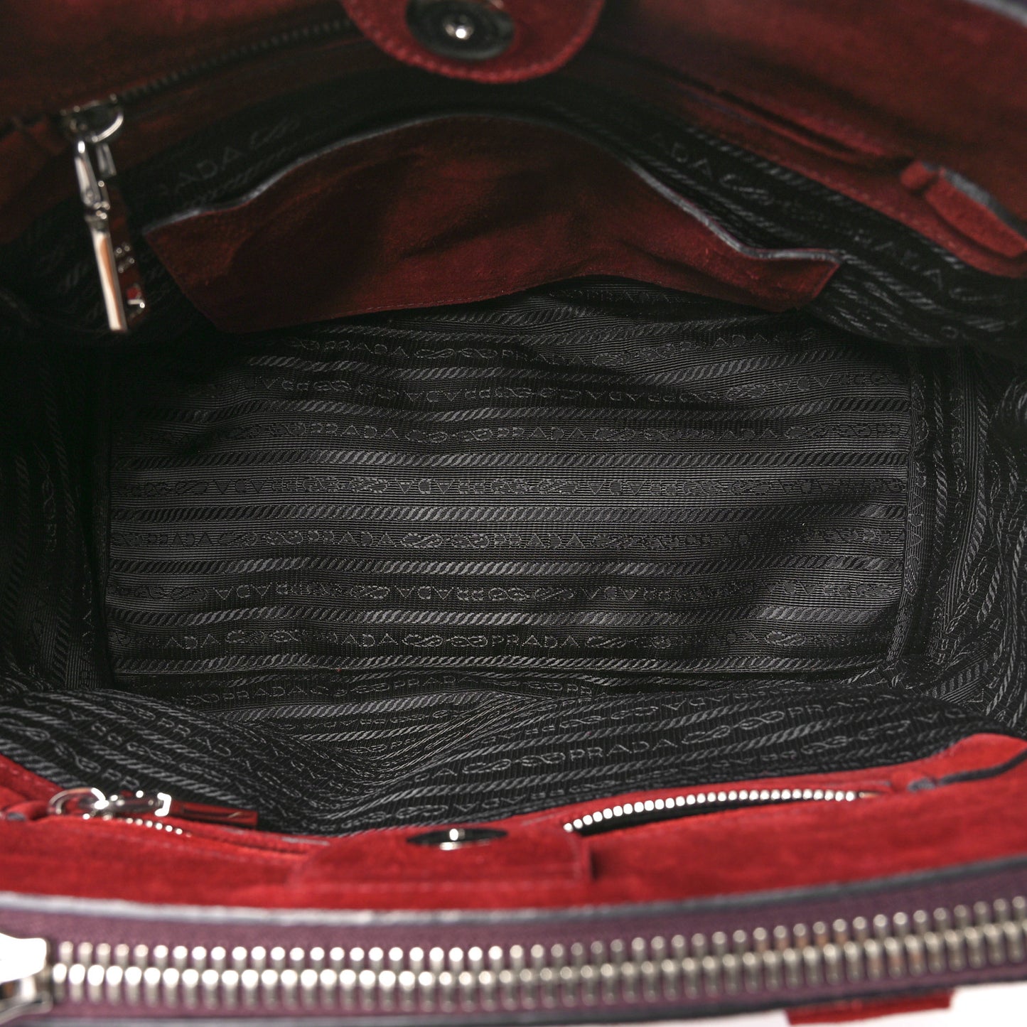 Suede Scamosciato Stitched Small Twin Pocket Tote Porpora