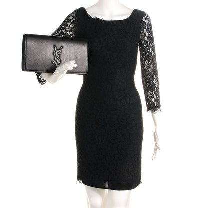 Saint Laurent Goatskin Monogram Large Belle De Jour Clutch Black 2 of 7