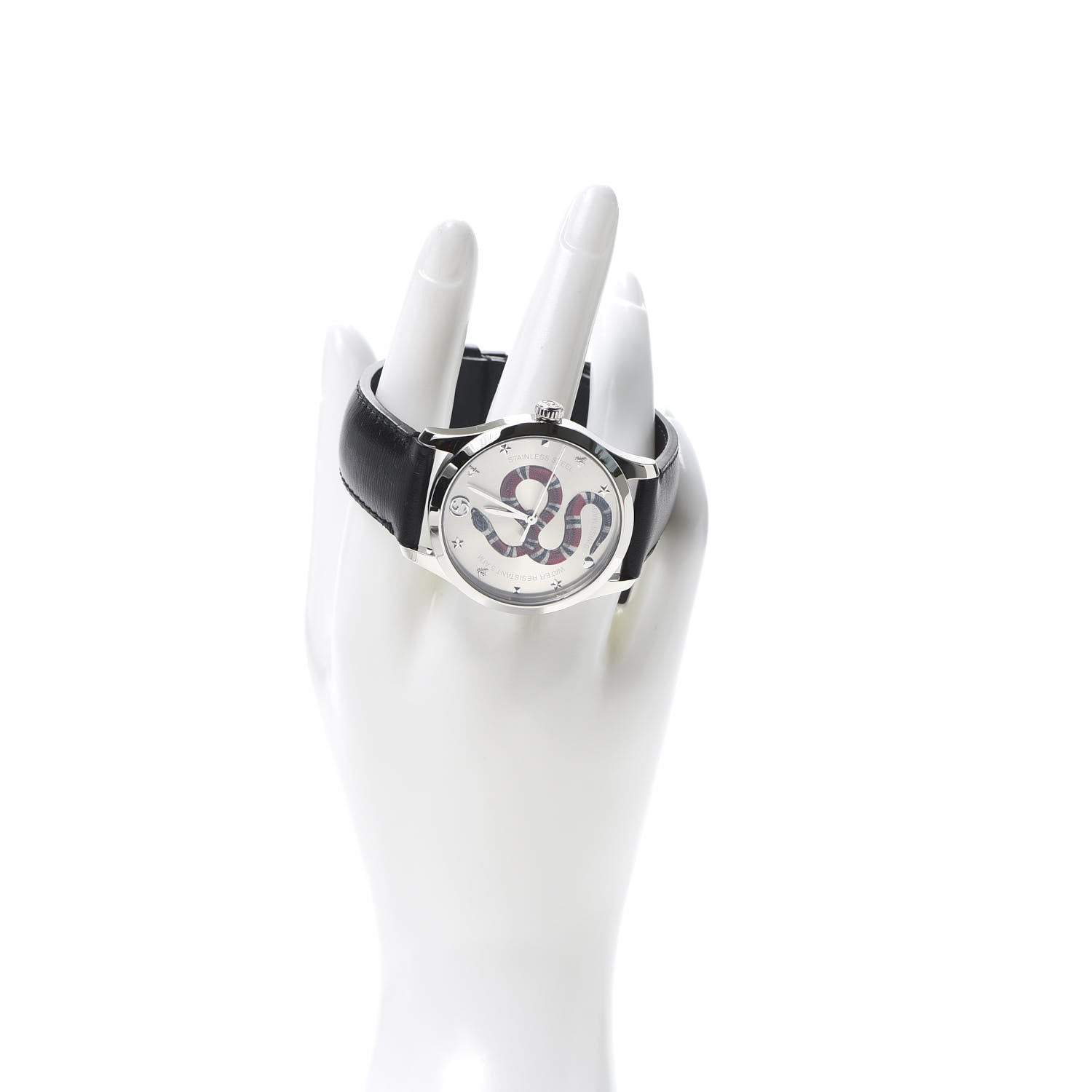 Gucci Stainless Steel Calfskin 38mm G-Timeless Snake Quartz Watch 2 of 6