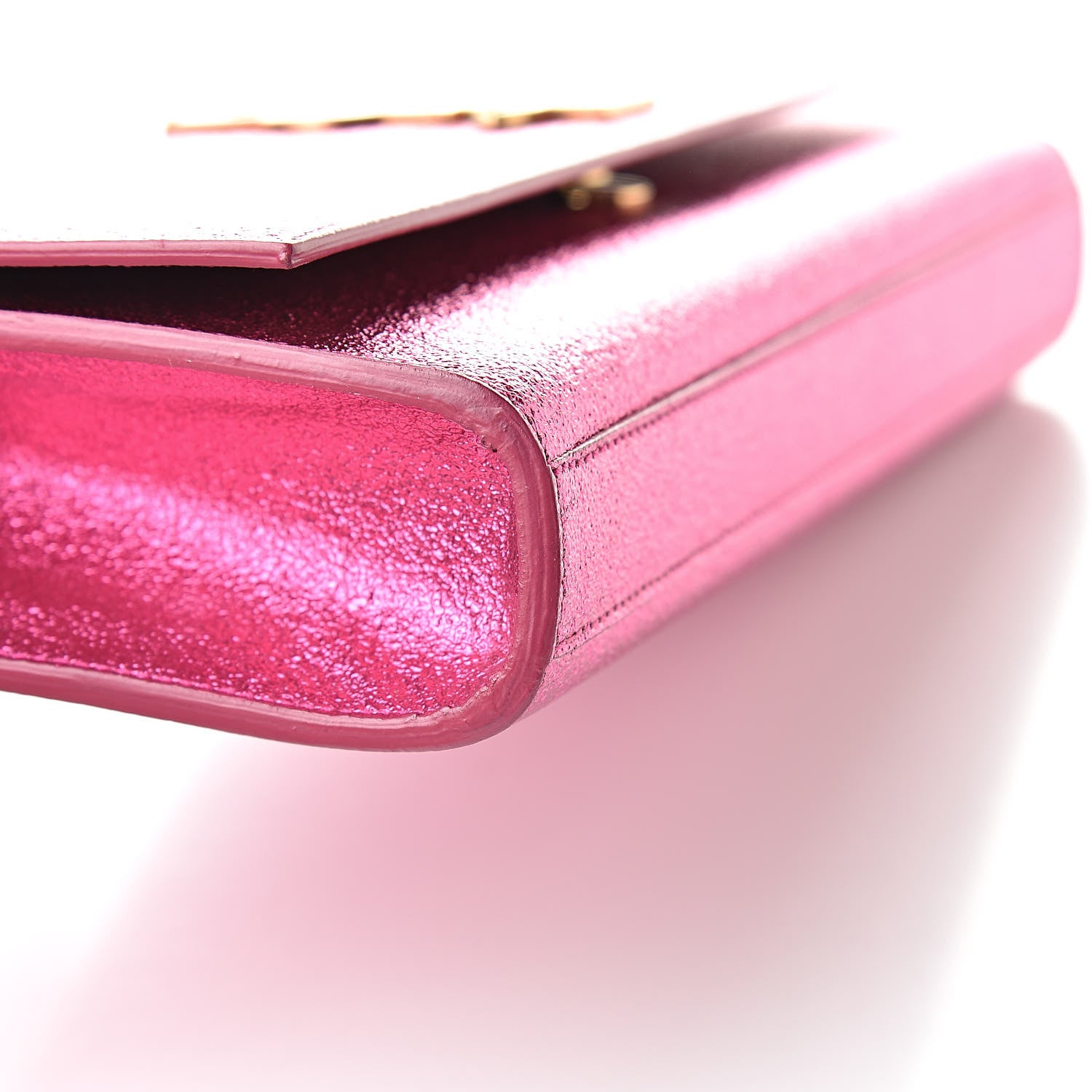 Saint Laurent Metallic Calfskin Monogram Cassandre Clutch Fuchsia 8 of 9