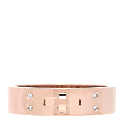 Hermes 18K Rose Gold Diamond PM Kelly Ring 54 6.75 1 of 10