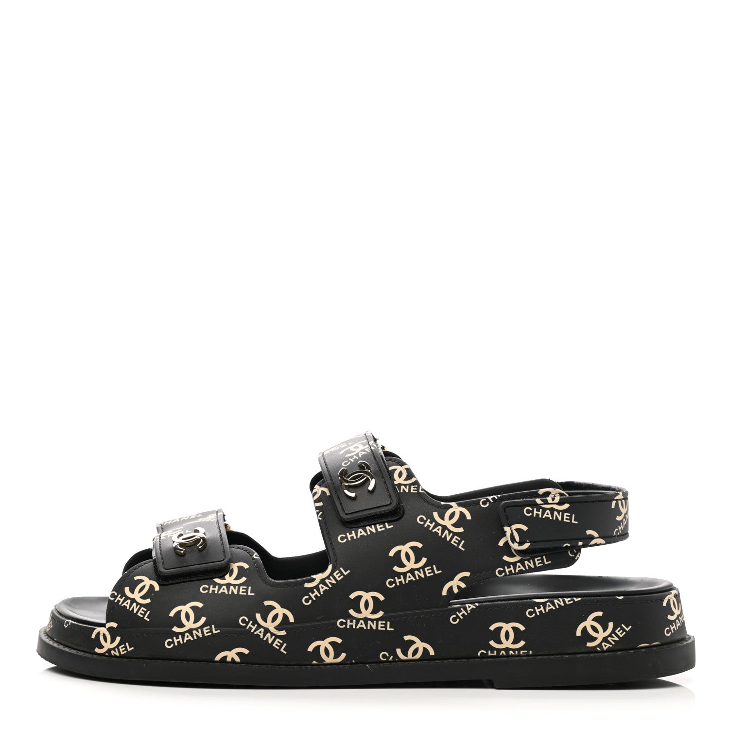 Chanel Rubber CC Dad Sandals 39 Black 1 of 9