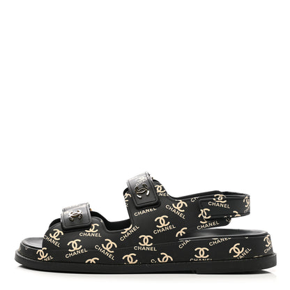Chanel Rubber CC Dad Sandals 39 Black 1 of 9