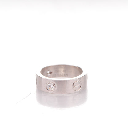 Cartier 18K White Gold 3 Diamond 5.5mm LOVE Ring 48 4.5 3 of 4