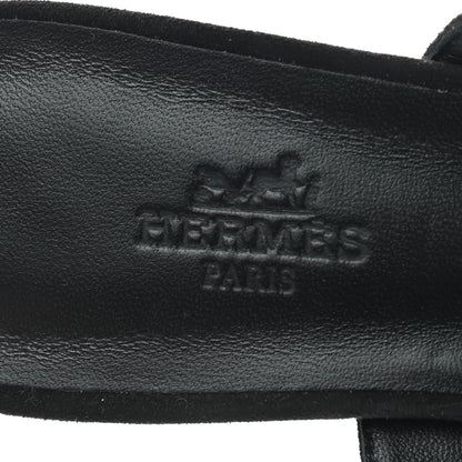 Hermes Suede Goatskin Blink Mules 37.5 Black 6 of 8