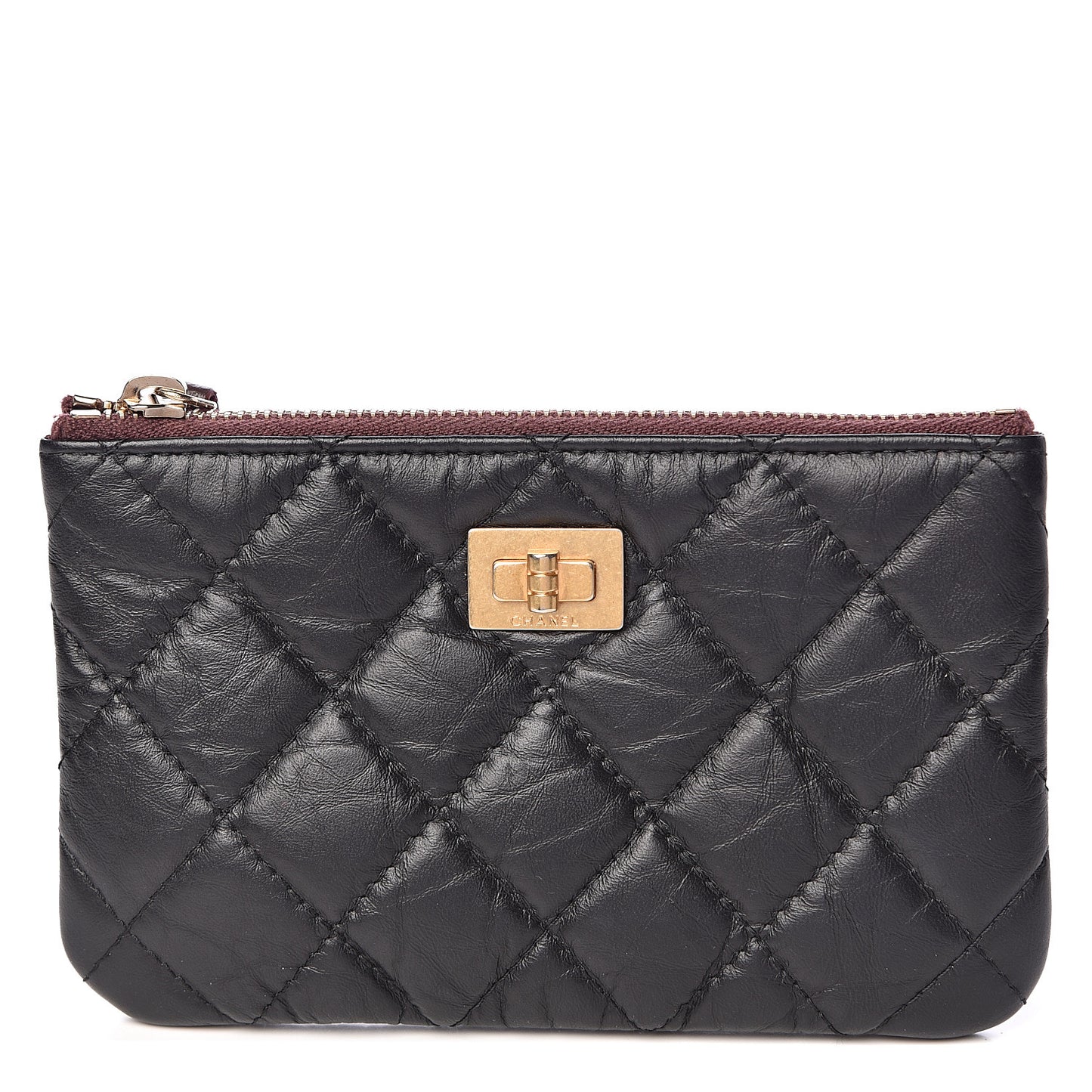 Aged Calfskin Quilted Small Reissue Cosmetic Case Black