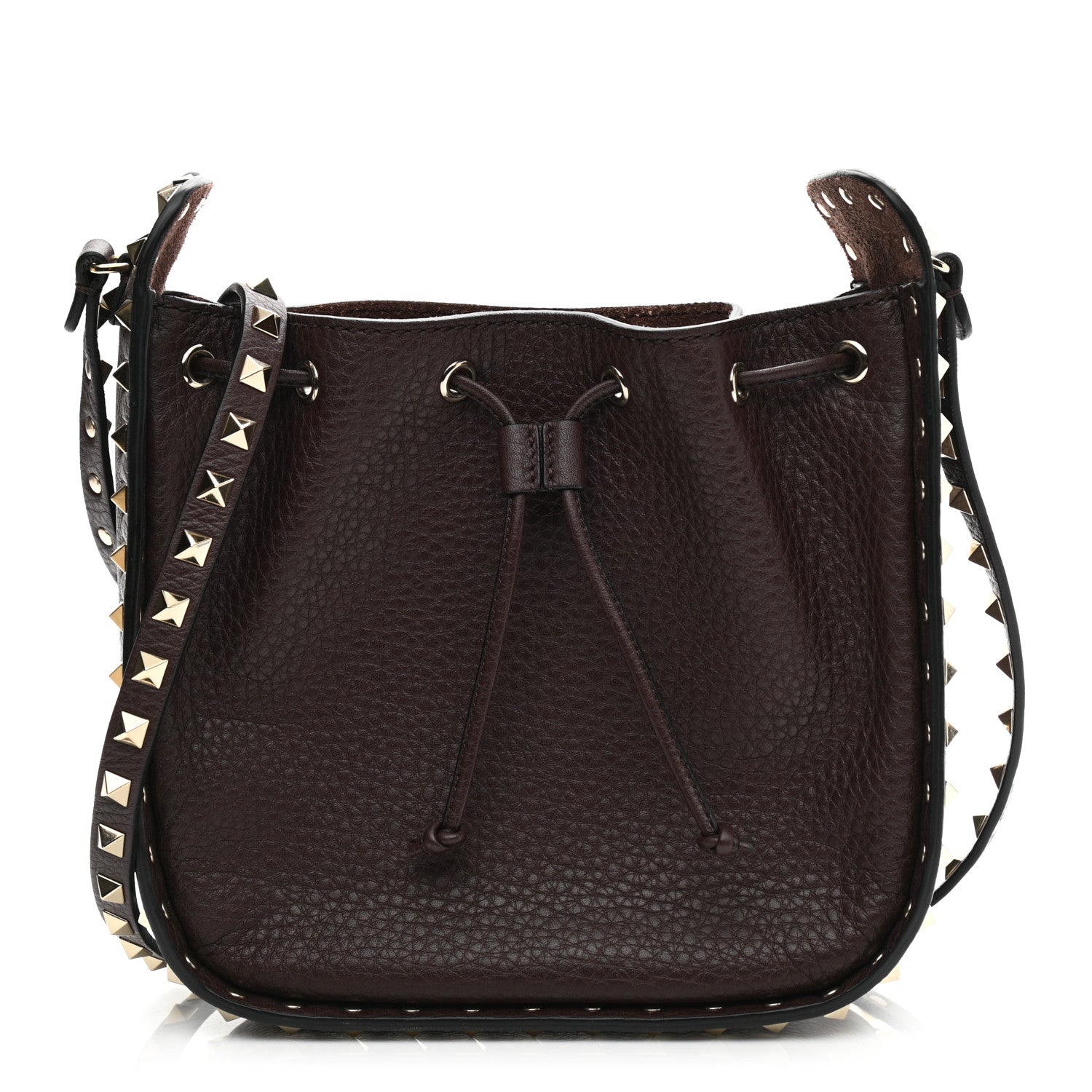 Valentino Garavani Grained Calfskin Rockstud Bucket Bag Rubin 1 of 10