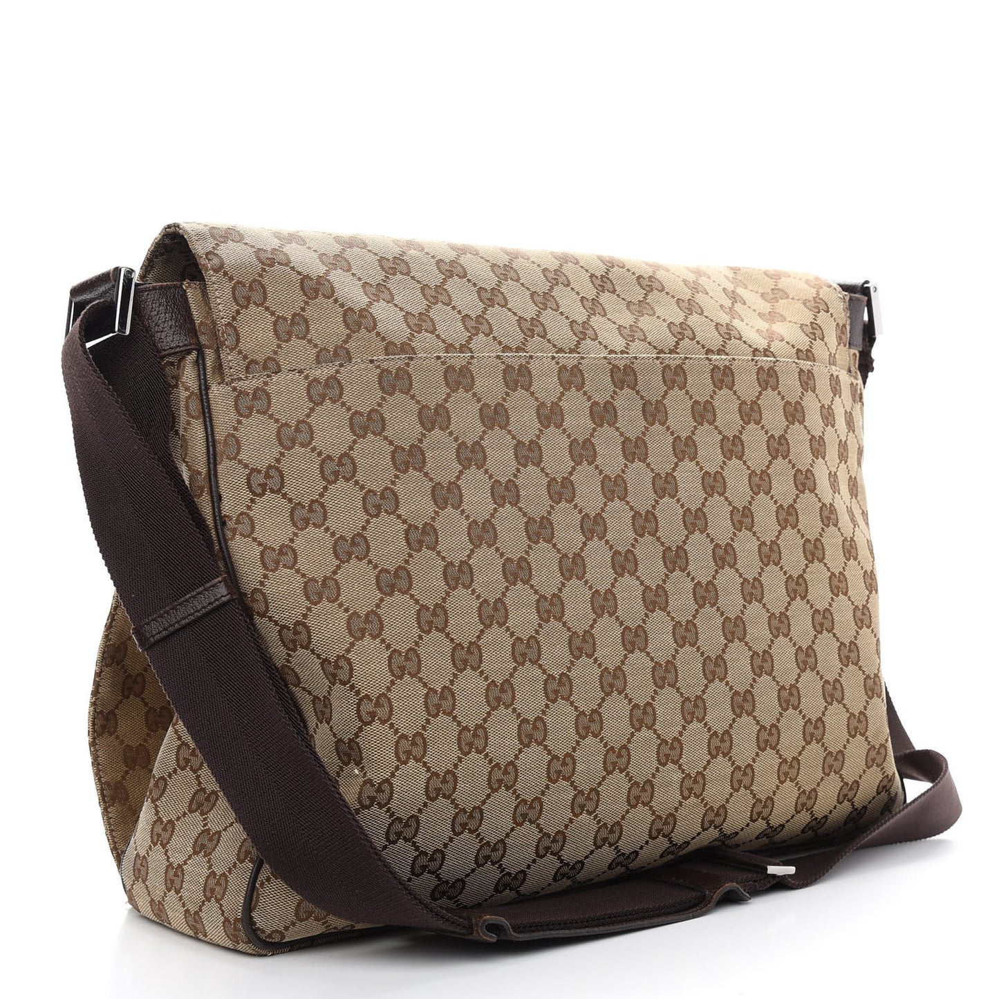 GG Plus Monogram Large Flap Messenger Bag Beige Dark Brown