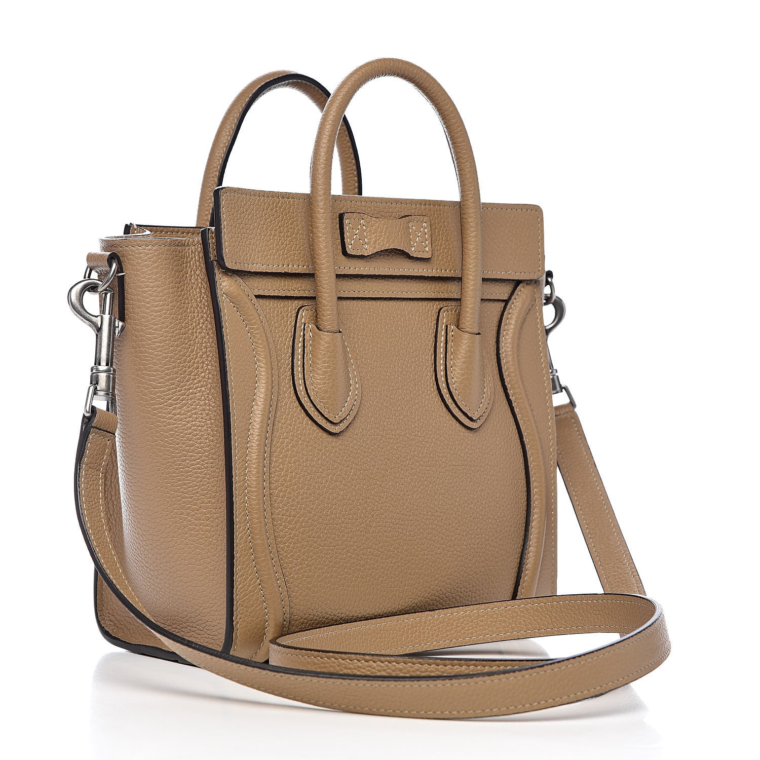 Celine Drummed Calfskin Nano Luggage Dune 3 of 9