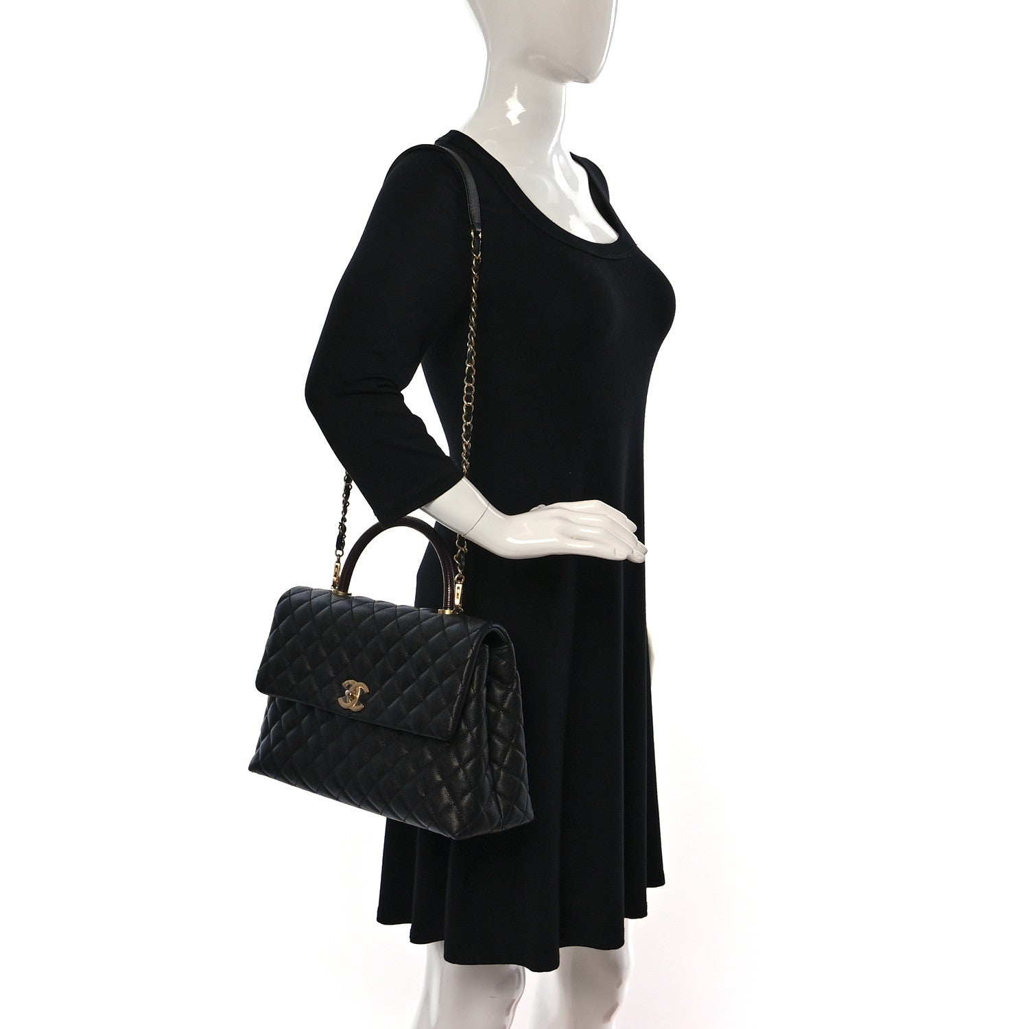 Chanel Caviar Quilted Medium Coco Handle Flap Black 2 of 9