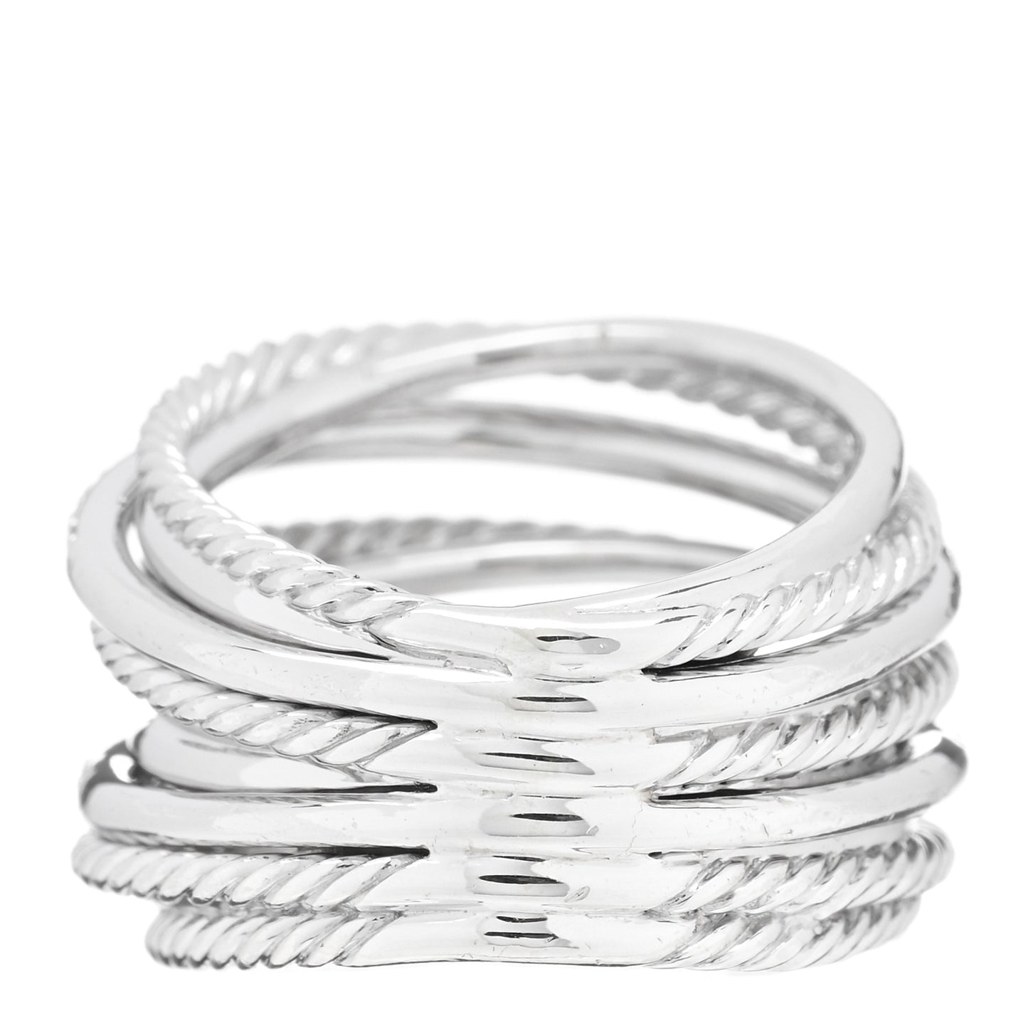 Sterling Silver Diamond 17.8mm Crossover Cable Ring 52 6