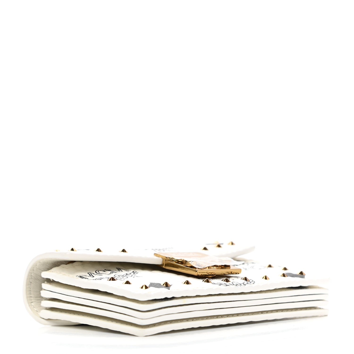 MCM Visetos Mini Accordion Card Wallet White 4 of 7