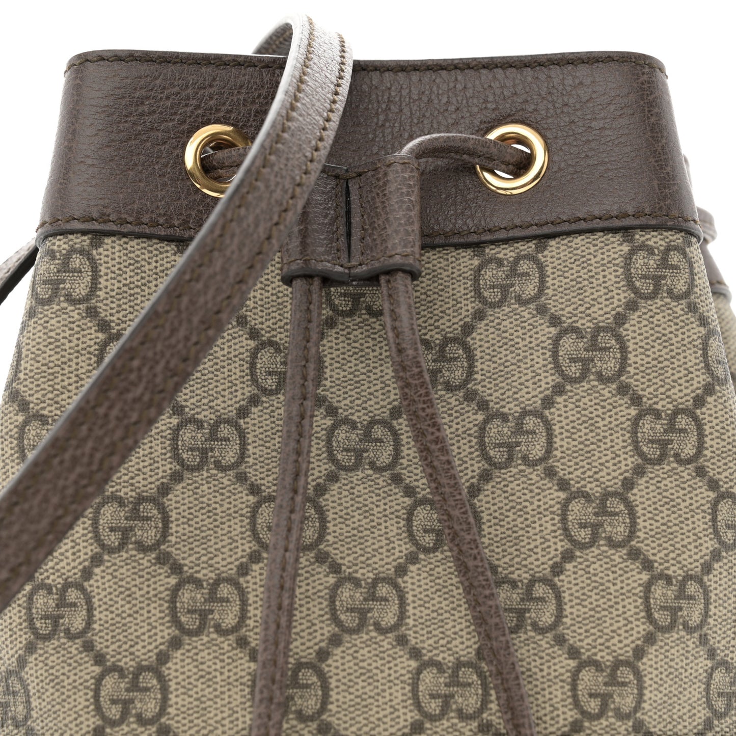 GG Supreme Monogram Web Mini Ophidia Bucket Bag Brown