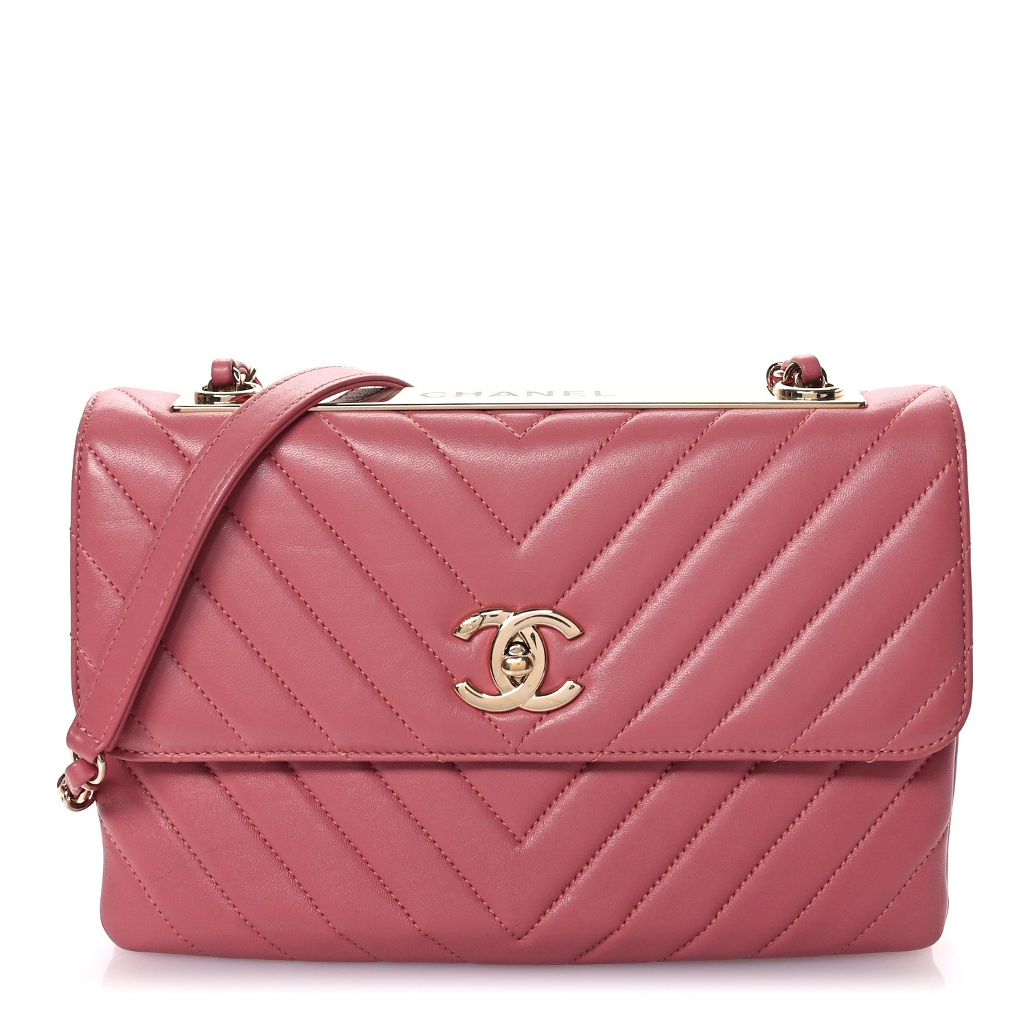 Chanel Lambskin Chevron Quilted Medium Trendy CC Flap Light Pink 1 of 10