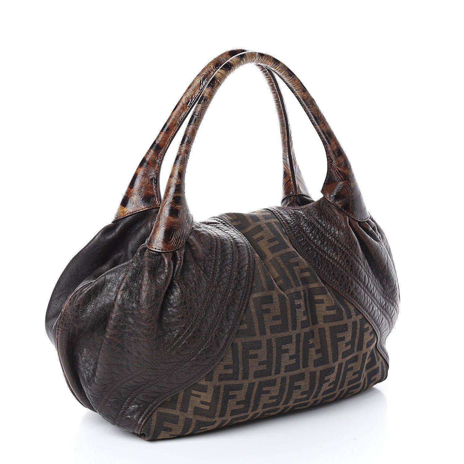 Fendi Zucca Nappa Nuvolata Vitello Tortuga Spy Tobacco Moro 2 of 8