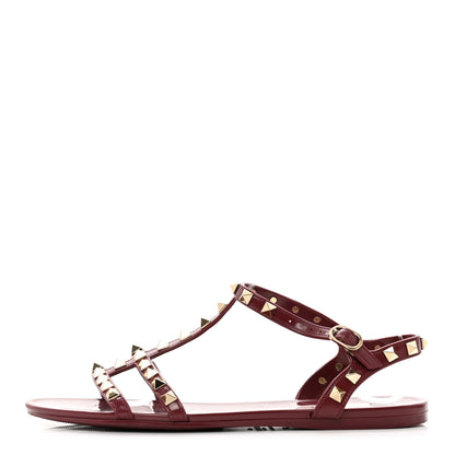 Valentino Garavani PVC Jelly Rockstud Caged Sandals 38 Cerise 1 of 8