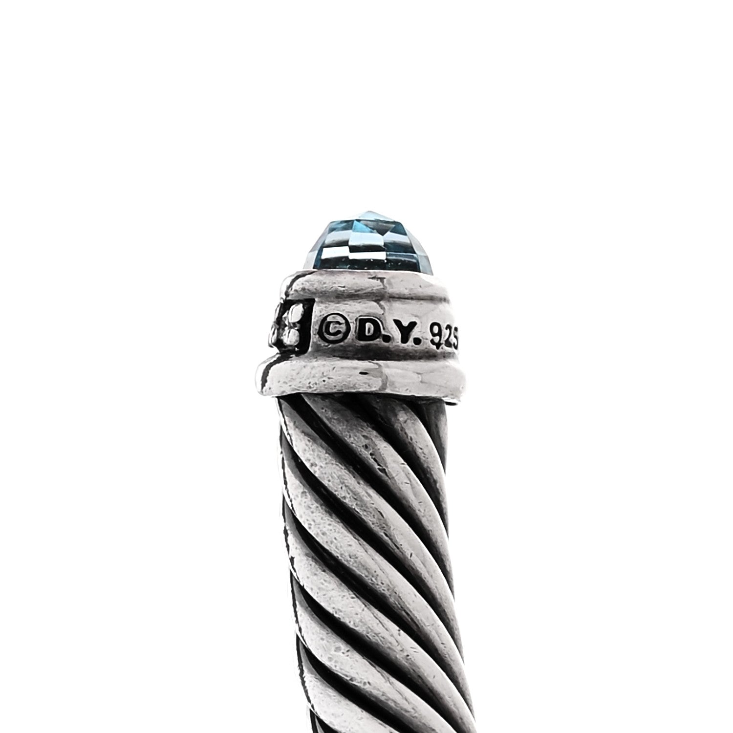 David Yurman Sterling Silver Diamond Blue Topaz 5mm Cable Classics Bracelet 3 of 3