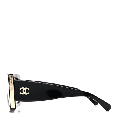 Chanel Acetate Rectangle Sunglasses 5435 Black 3 of 8
