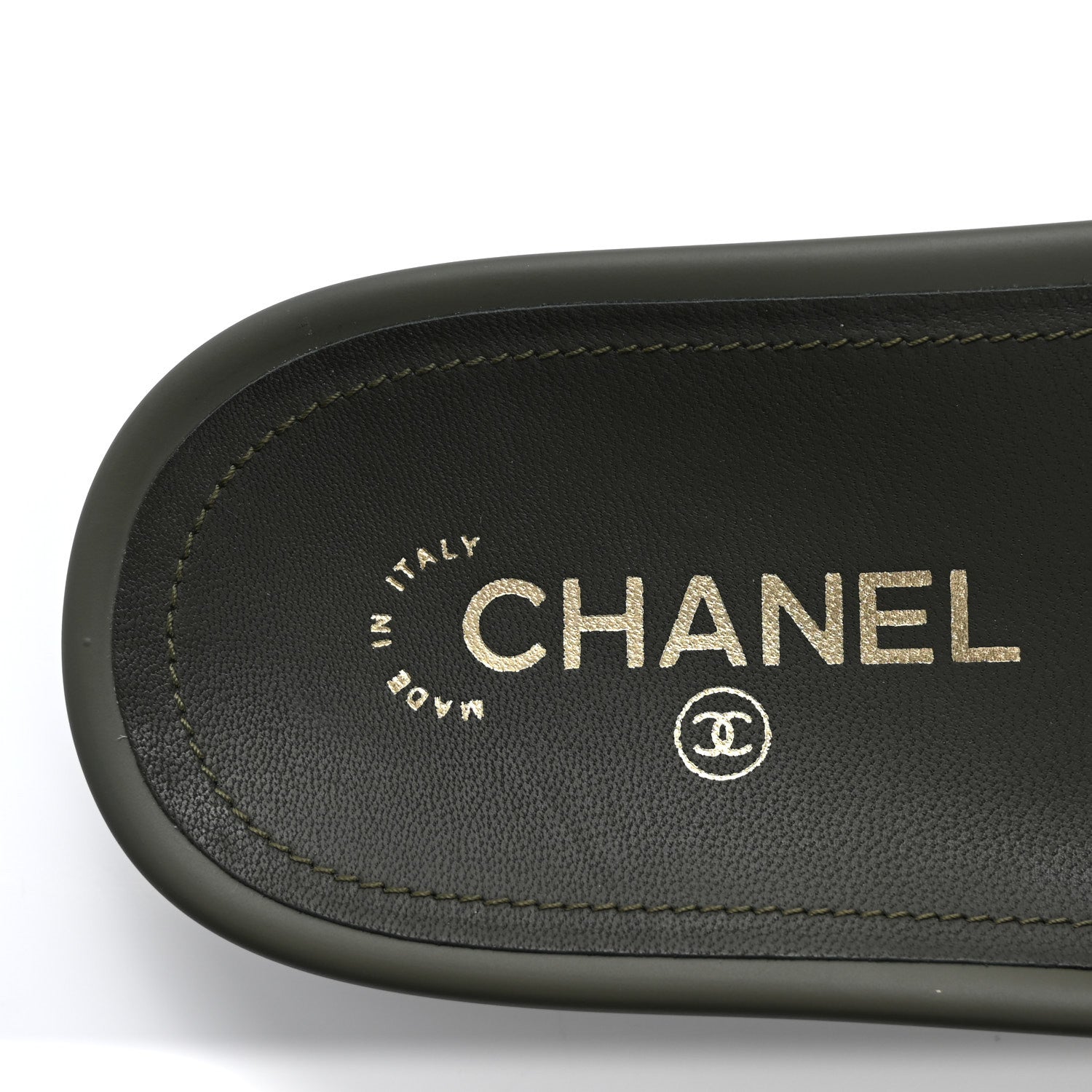 Chanel Canvas Chain Flat Sandals 40 Khaki 7 of 14